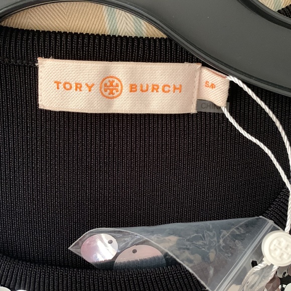 TORY BURCH CASUAL GLAM SEQUIN EMBROIDERED SWEATER DRESS IN BLACK SIZE SMALL - Picture 11 of 12